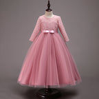 Girl First Communion Dress Children Formal Long Sleeve Elegant Princess Pageant Dress
