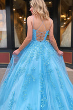 Princess Spaghetti Straps Prom Dress