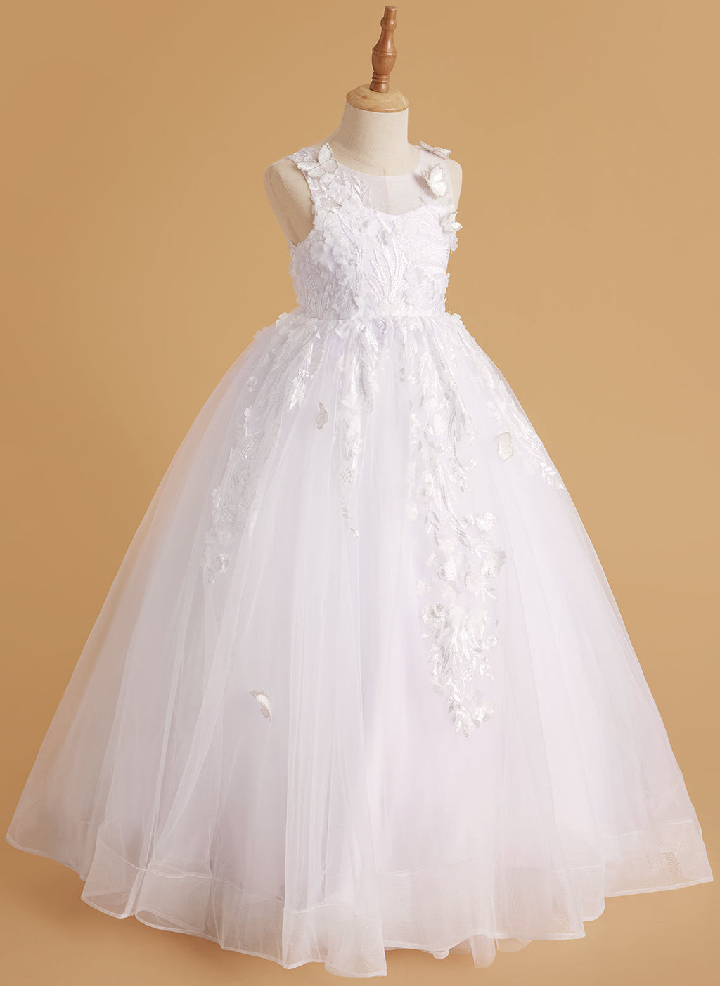 Pink Princess Ball Gown for Girls with Lace Appliqués
