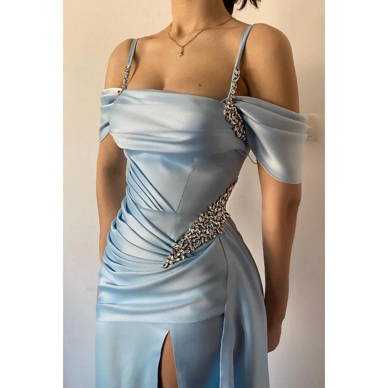 Sweetheart Sleeveless Sequined Ruched Satin A-Line Long Evening Dress
