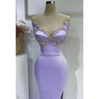 Trumpet Sweetheart Strapless Beaded with Side Slit Party Prom Evening Dress