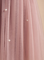 A-line Satin Tulle Knee-length Dusty Rose Dress (2003227179)