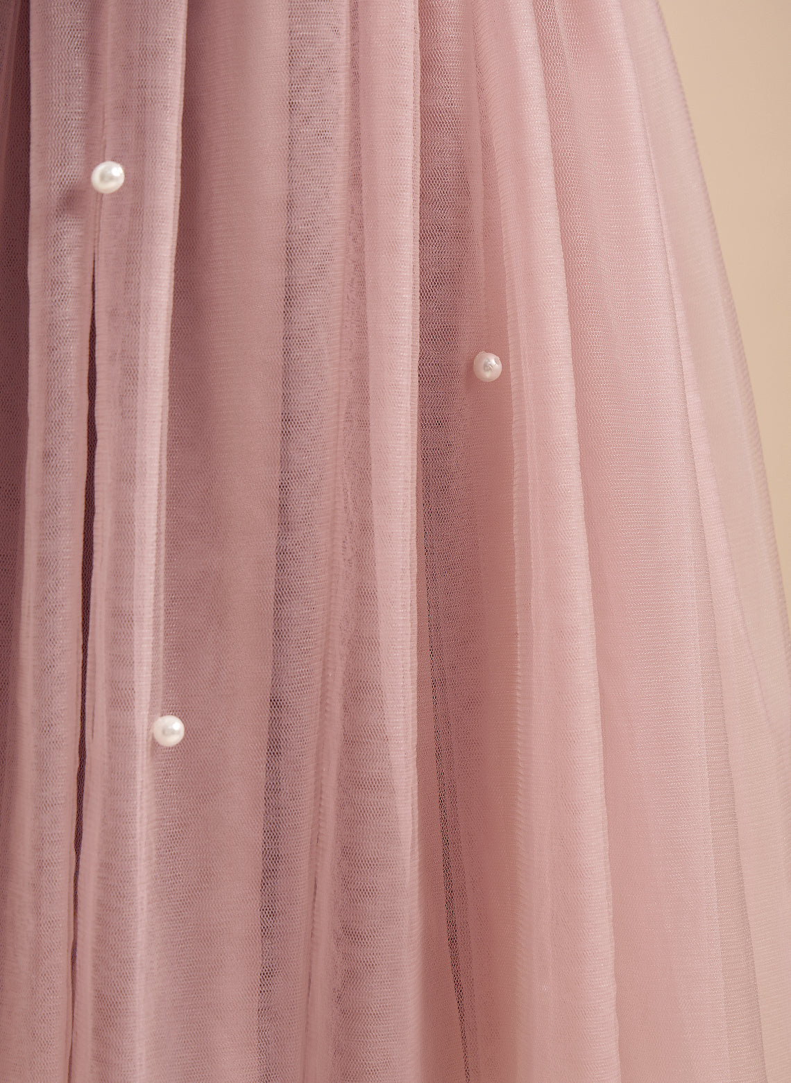 A-line Satin Tulle Knee-length Dusty Rose Dress (2003227179)