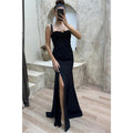 Sheath Straps Beaded Long Prom Dress with Split Evening Gowns