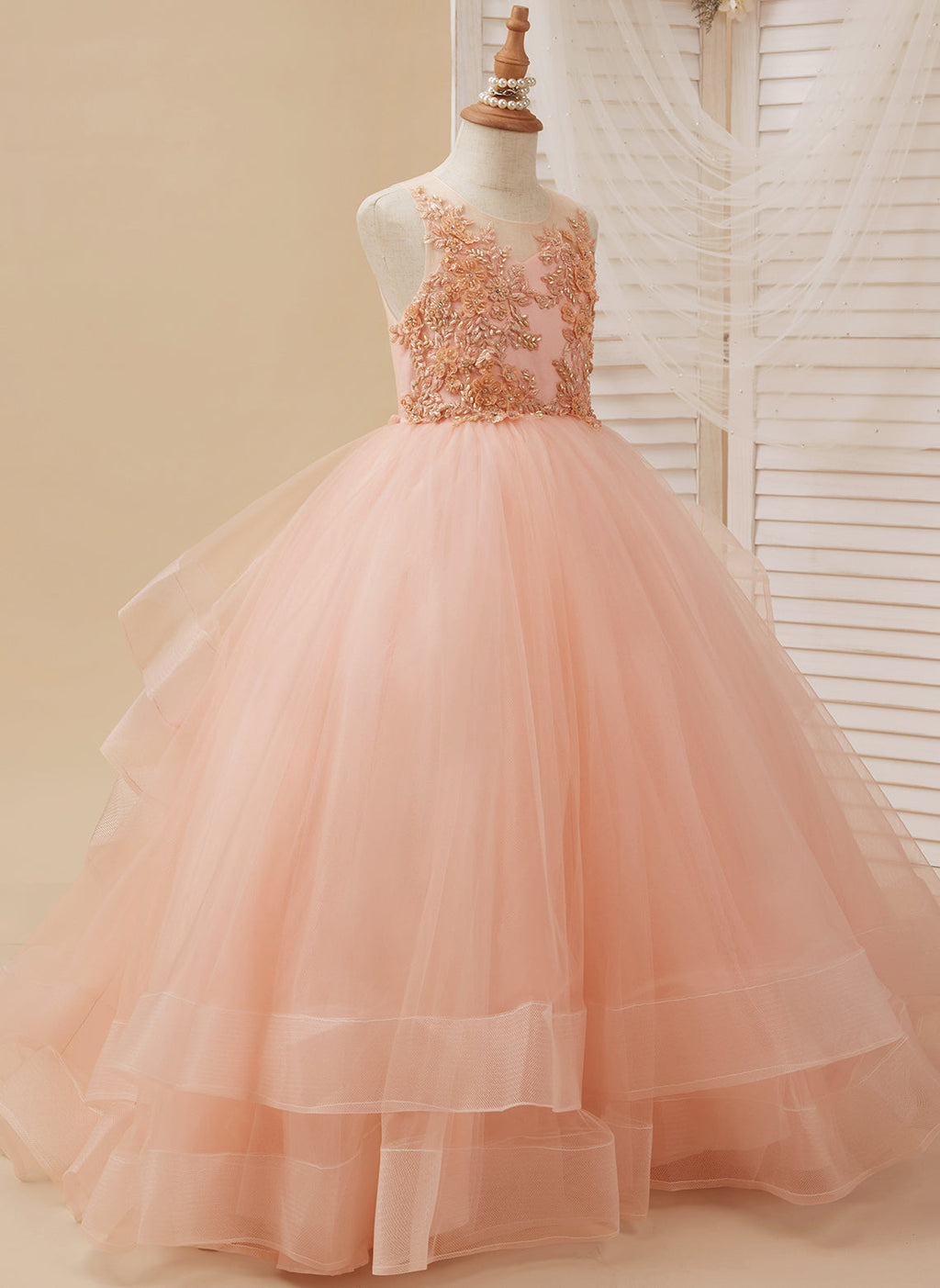 Ball-Gown/Princess Tulle Sweep Train Flower Girl Dress