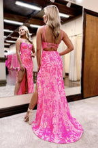 Sweetheart Sequins Lace Mermaid Prom Dresses with Slit