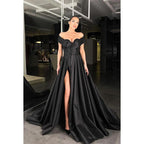 Sweetheart Off-Shoulder Sequined Ruched A-Line Long Prom Gown