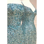 Sheath/columen Sequins Long Prom Dress with Slit