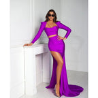 Sheath Long Sleeves Long Prom Formal Evening Gowns