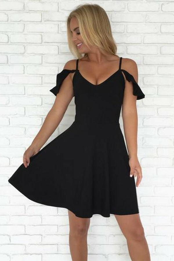 A-Line Cold Shoulder Short Homecoming Dresses Prom Dresses