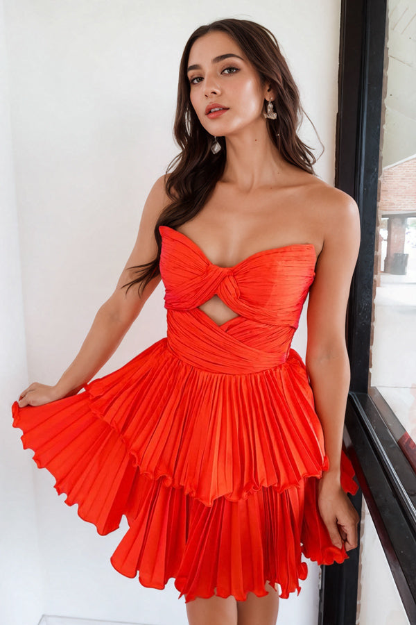 A-Line Strapless Keyhole Short Homecoming Dress