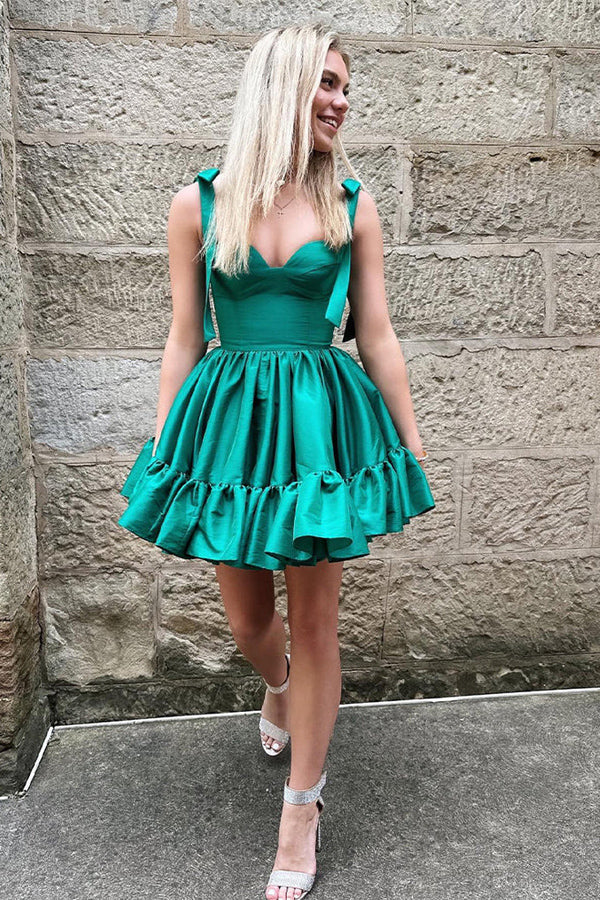 A-line Ruffle Cute Sweetheart Homecoming Dresses