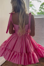 A-line Ruffle Cute Sweetheart Homecoming Dresses