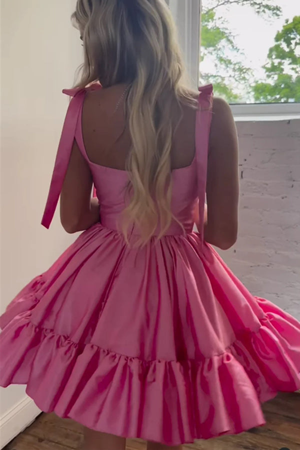 A-line Ruffle Cute Sweetheart Homecoming Dresses
