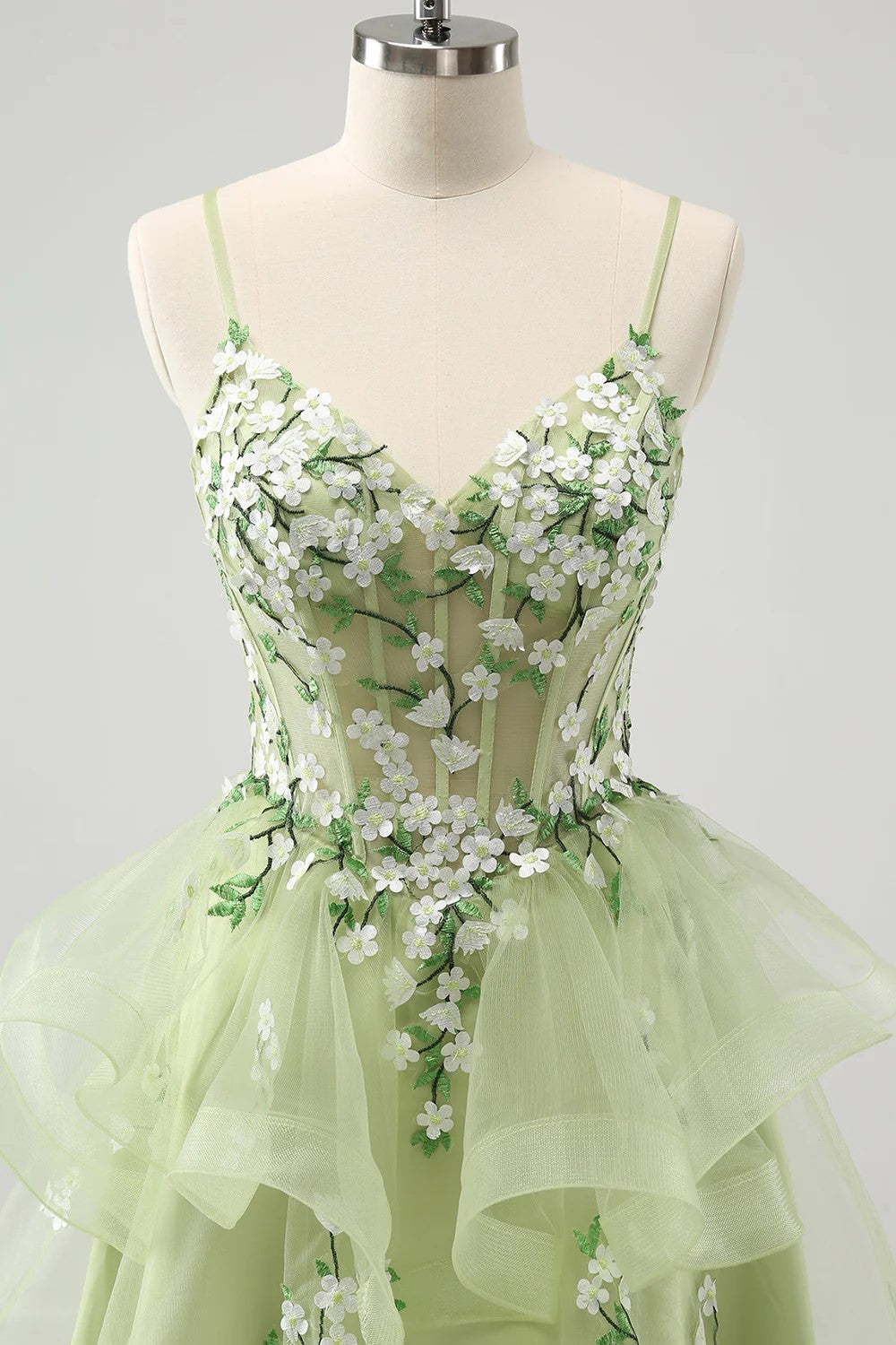 A Line Light Corset Short Homecoming Dress with 3D Flowers