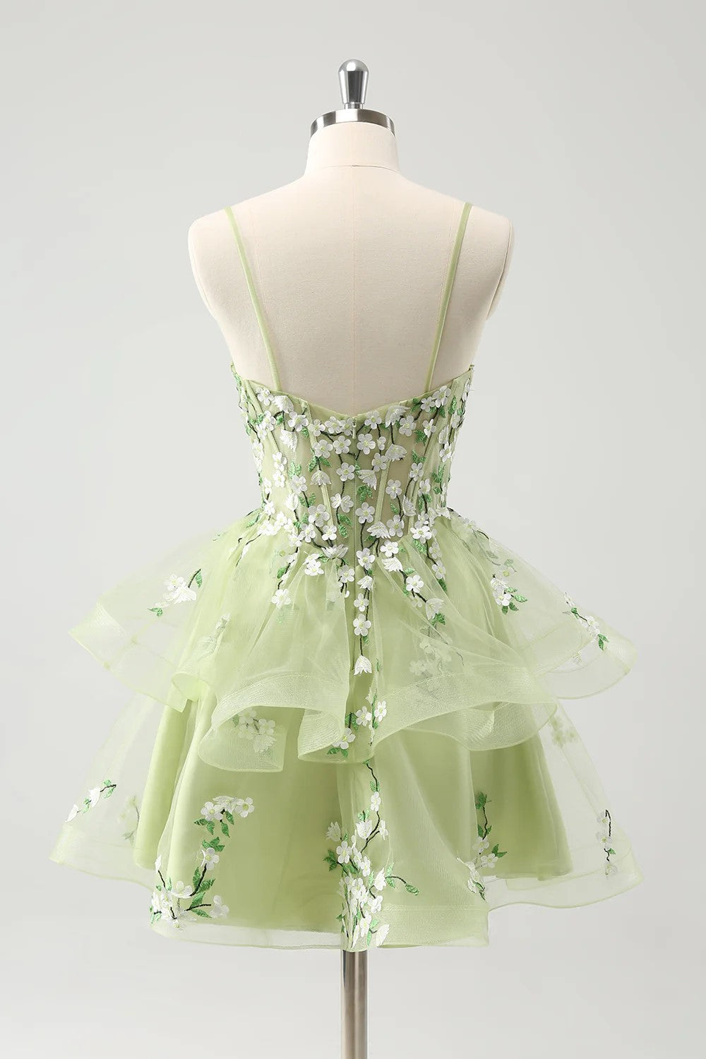 A Line Light Corset Short Homecoming Dress with 3D Flowers