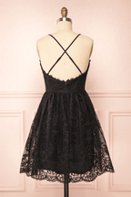 Lace Straps A-line Short Party Dress Lace Homecoming Dresses