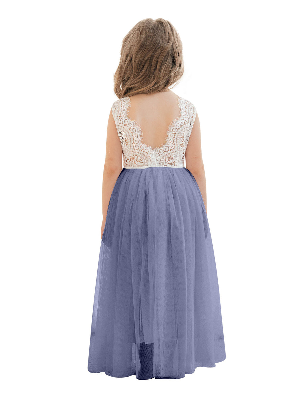 A-line Lace Tulle Ankle-length White Dress (2003227597)