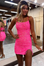Bodycon Spaghetti Straps Homecoming Dress with Beading
