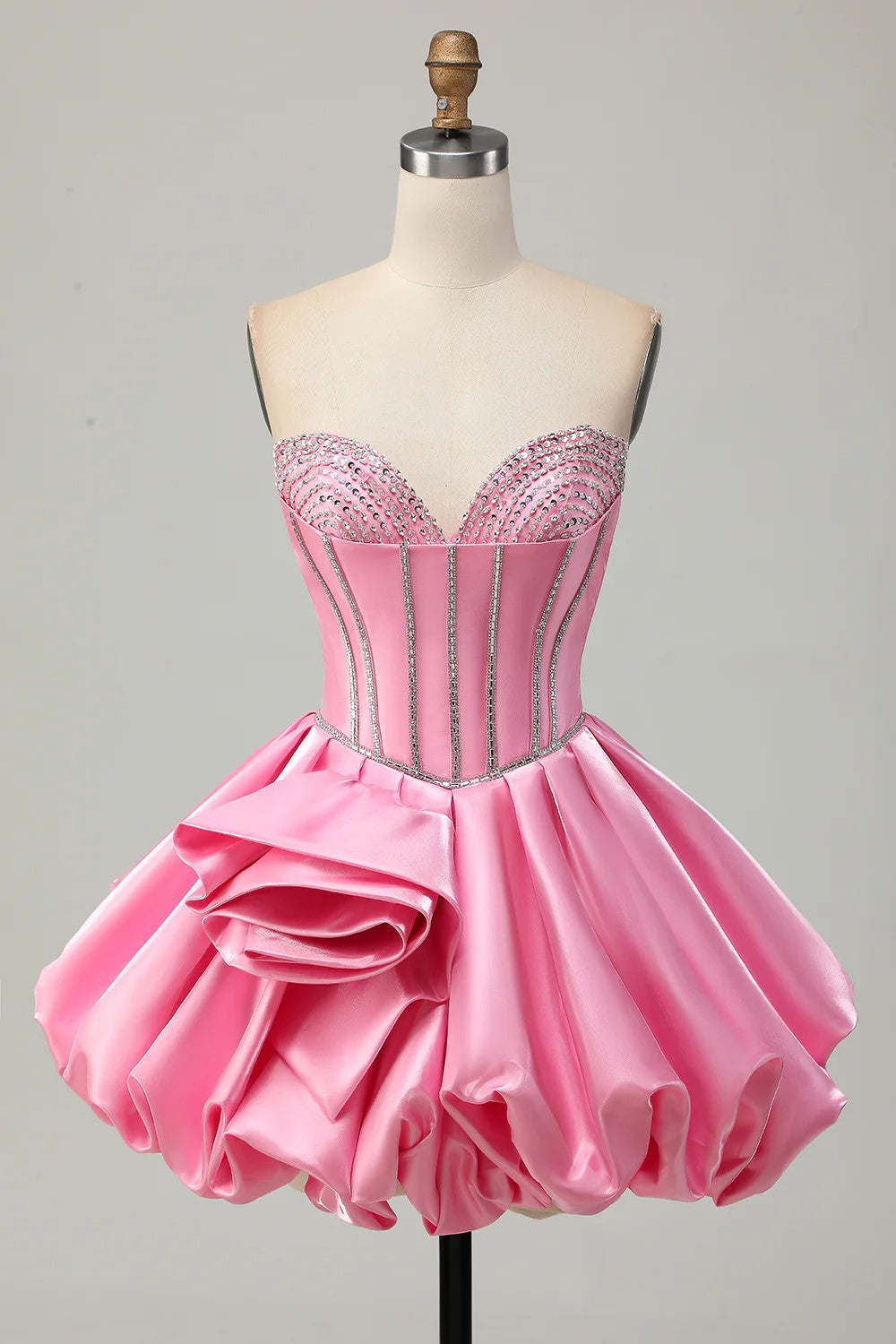Bodycon Sweetheart Satin Corset Homecoming Dress with Beading