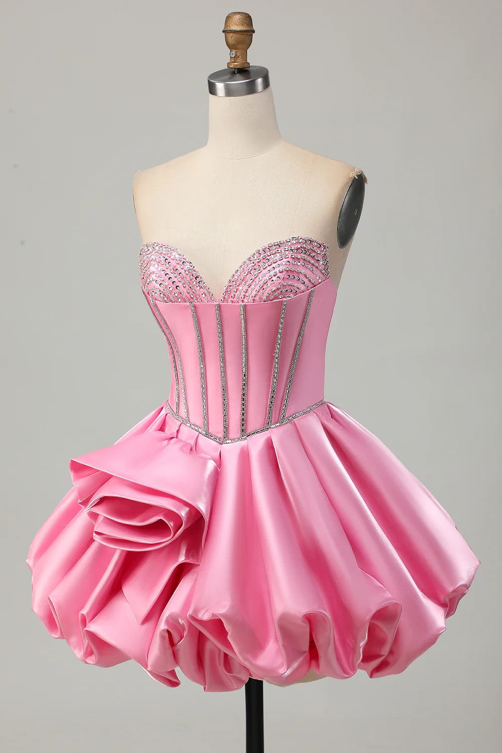 Bodycon Sweetheart Satin Corset Homecoming Dress with Beading