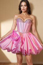 Bodycon Sweetheart Satin Corset Homecoming Dress with Beading