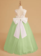 Dream Princess Sleeveless Detachable Train Flower Girl Dress