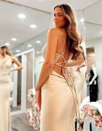 Mermaid Spaghetti Straps Satin Prom Dress