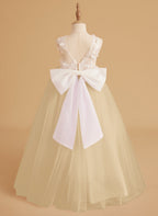 Dream Princess Sleeveless Lace and Tulle with Beading Flower Girl Dress