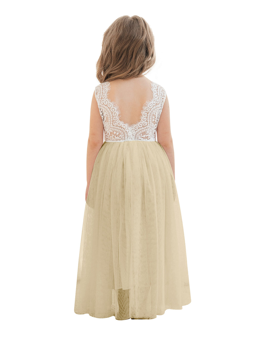 A-line Lace Tulle Ankle-length White Dress (2003227597)