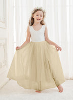 A-line Lace Tulle Ankle-length White Dress (2003227597)