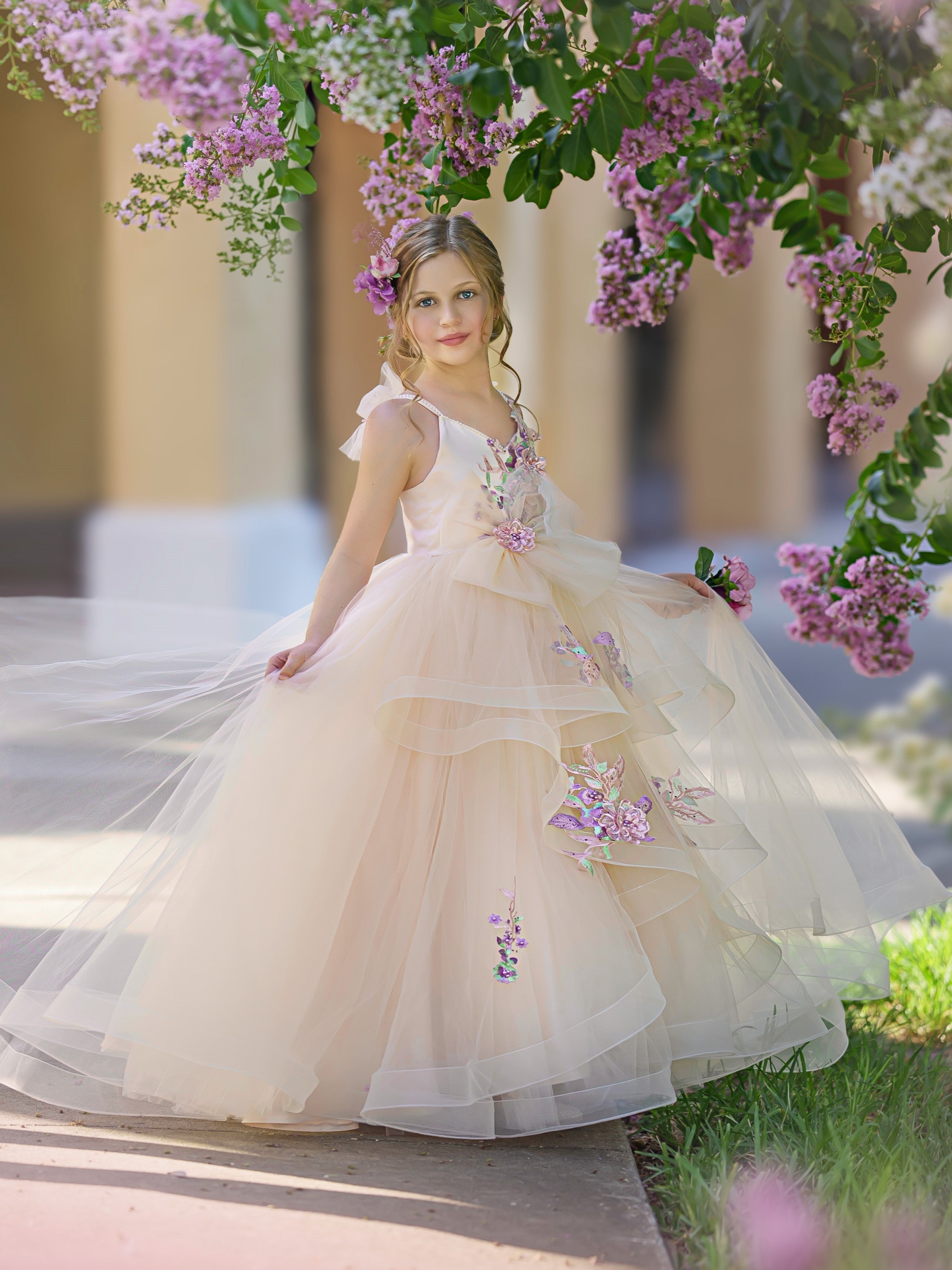 Ball-Gown/Princess Satin Tulle Floor-length Dress