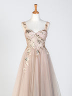 Corset Lace Floor Length Tulle Applique Prom Dress