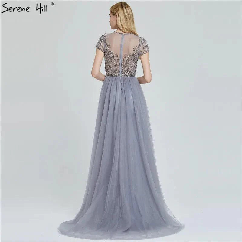 Dubai Crystal Short Sleeve Evening Dresses Design 2024 Luxury Mermaid Sexy Formal Dress Serene Hill LA60960