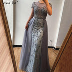 Dubai Crystal Short Sleeve Evening Dresses Design 2024 Luxury Mermaid Sexy Formal Dress Serene Hill LA60960