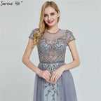 Dubai Crystal Short Sleeve Evening Dresses Design 2024 Luxury Mermaid Sexy Formal Dress Serene Hill LA60960
