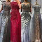Dubai Crystal Short Sleeve Evening Dresses Design 2024 Luxury Mermaid Sexy Formal Dress Serene Hill LA60960