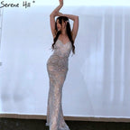 Dubai New Luxury Sexy Sleeveless Evening Dresses Mermaid Diamond Beading Mermaid Evening Gowns 2024 LA6628