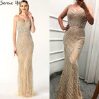 Dubai New Luxury Sexy Sleeveless Evening Dresses Mermaid Diamond Beading Mermaid Evening Gowns 2024 LA6628