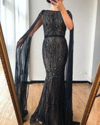 Dubai Pink Luxury Long Sleeves Evening Gowns 2024 Mermaid Sequins Beading Sexy Fromal Dresses Serene Hill LA70160