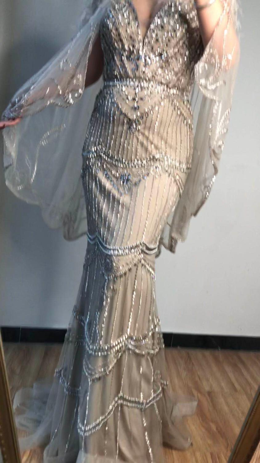 Dubai Purple V-Neck Mermaid Sexy Evening Dresses 2024 Sleeveless Shawl Yarn Feathers Formal Dress Serene Hill LA70171A