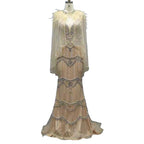 Dubai Purple V-Neck Mermaid Sexy Evening Dresses 2024 Sleeveless Shawl Yarn Feathers Formal Dress Serene Hill LA70171A