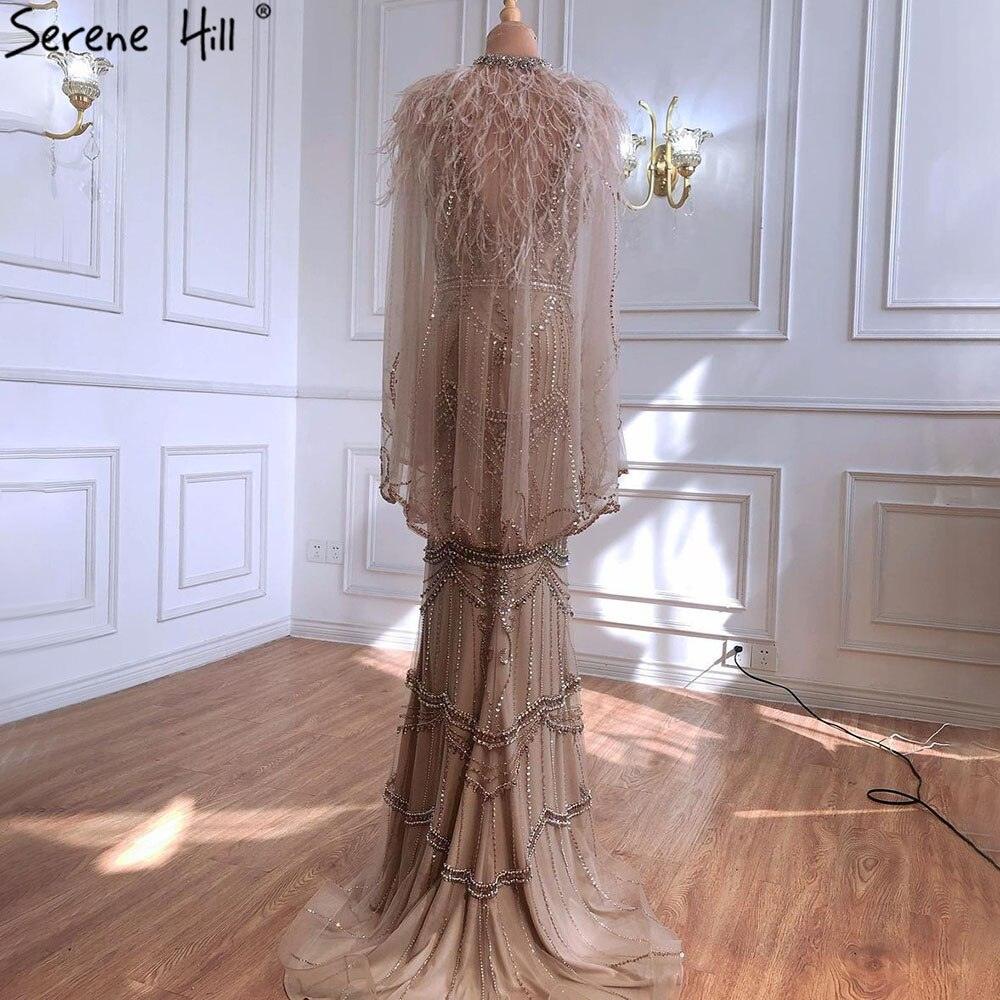 Dubai Purple V-Neck Mermaid Sexy Evening Dresses 2024 Sleeveless Shawl Yarn Feathers Formal Dress Serene Hill LA70171A