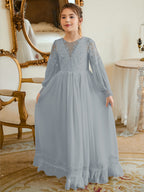 A-line Chiffon Floor-length Ivory First Communion Dress