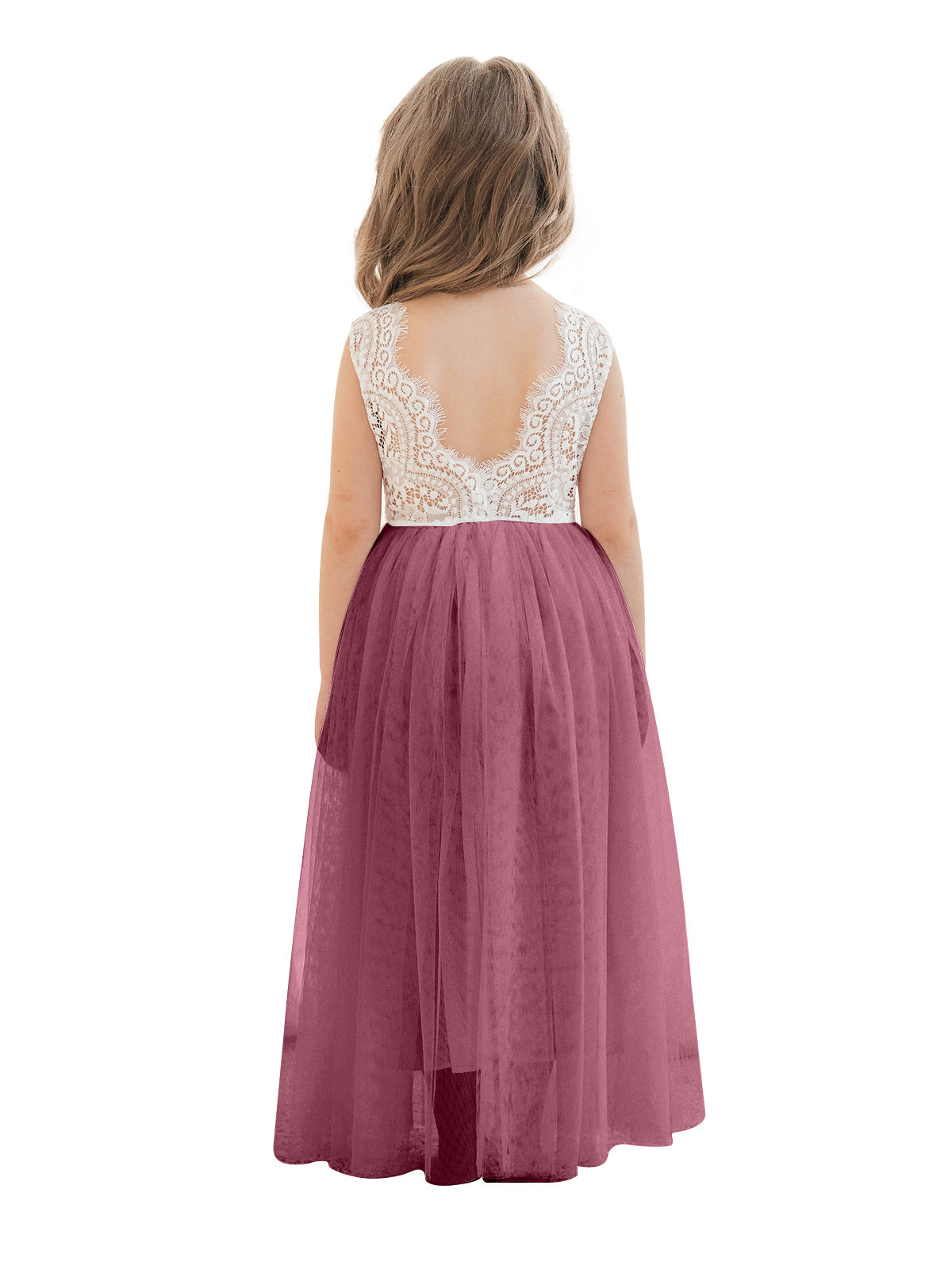 A-line Lace Tulle Ankle-length White Dress (2003227597)