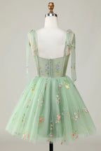 Floral Homecoming Dresses Embroidery A-Line Short Party Dress