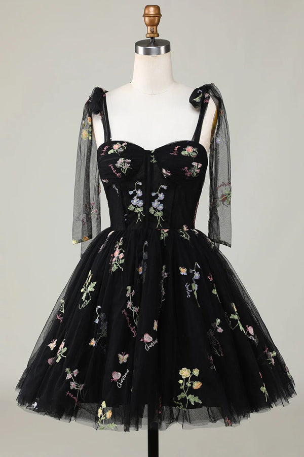 Floral Homecoming Dresses Embroidery A-Line Short Party Dress