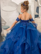 Off Shoulder Flower Girl Dress for Wedding Beaded Princess Pageant Dresses