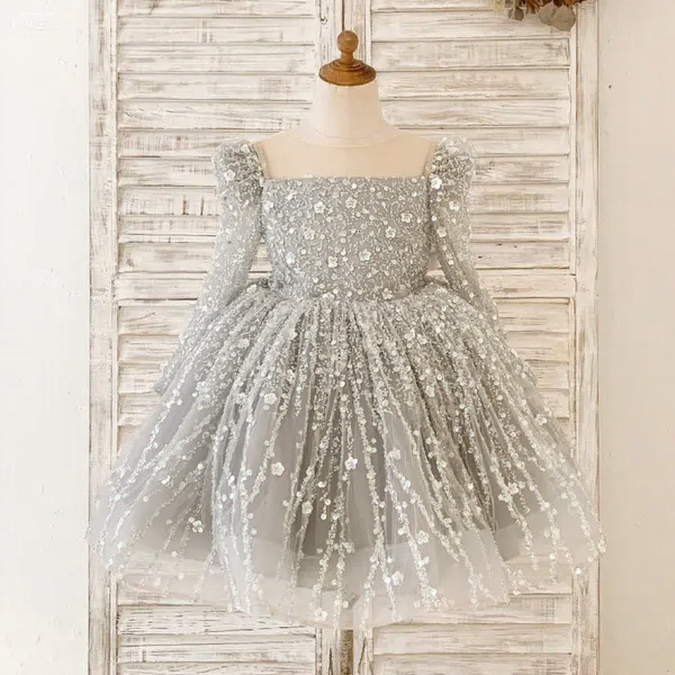 Baby Girl  First Communion Dress Toddler Birthday Pageant Princess Dress