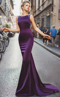 Glamorous Mermaid Square-Neck Crystal-Embellished Open-Back Prom Dress